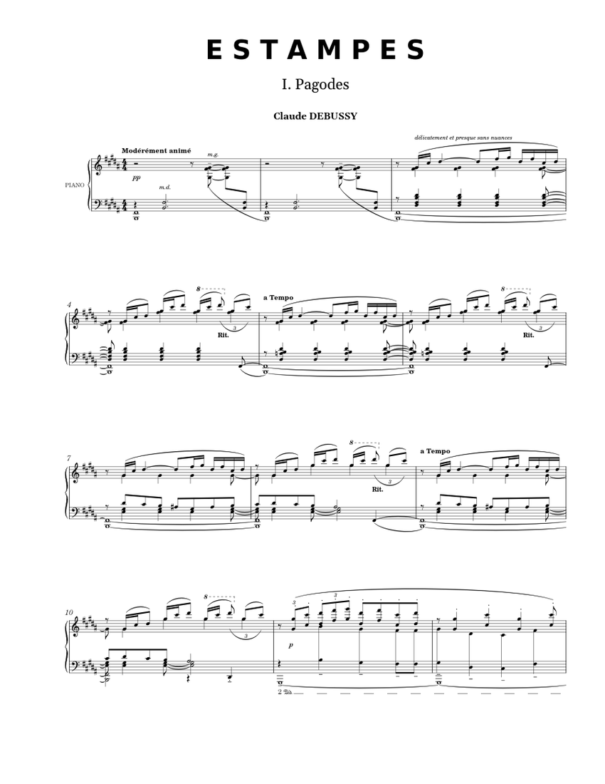 ドビュッシー - 版画 : I. パゴダ 楽譜 ピアノ (ソロ) | MuseScore.com
