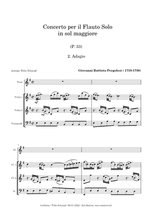 フルート協奏曲 ト長調 P. 33 - ジョヴァンニ・B・ペルゴレージ 楽譜