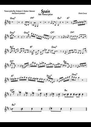 Spain – Chick Corea 楽譜 ピアノ, アコーディオン, ビブラフォン