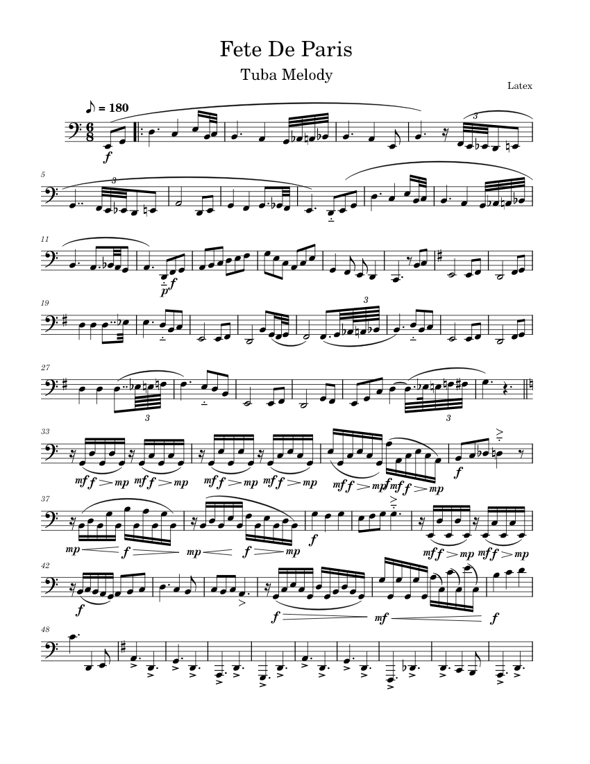 Fete De Paris Tuba Solo 楽譜 チューバ (ソロ) | MuseScore.com
