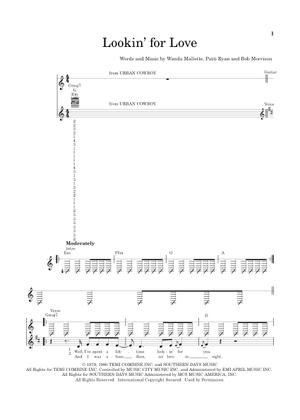 Lookin for love の公式楽譜を演奏する by Johnny Lee ピアノ, ボーカル | MuseScore.com