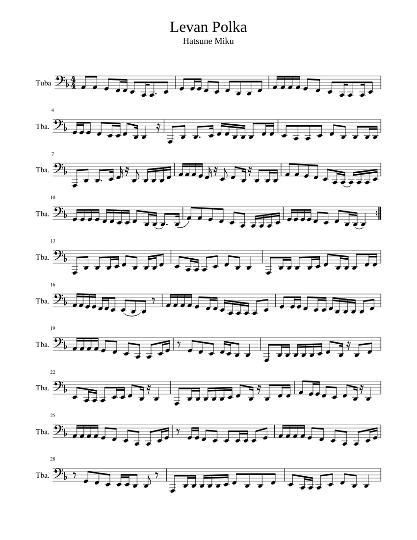 レヴァン・ポルカ - チューバ 楽譜 チューバ (ソロ) | MuseScore.com