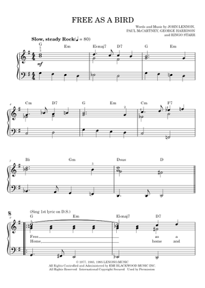 鳥のように自由 楽譜 ピアノ (ソロ) easy | MuseScore.com