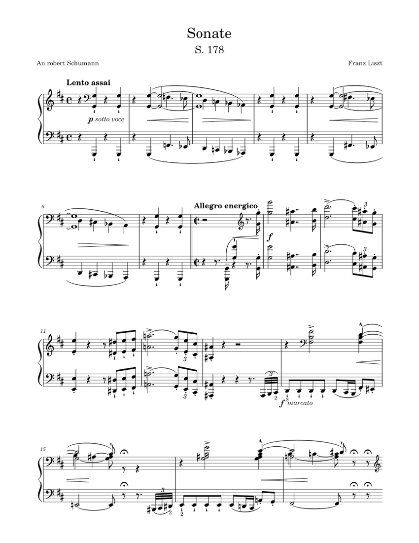 ロ短調ソナタ, S.178 楽譜 ピアノ (ソロ) | MuseScore.com