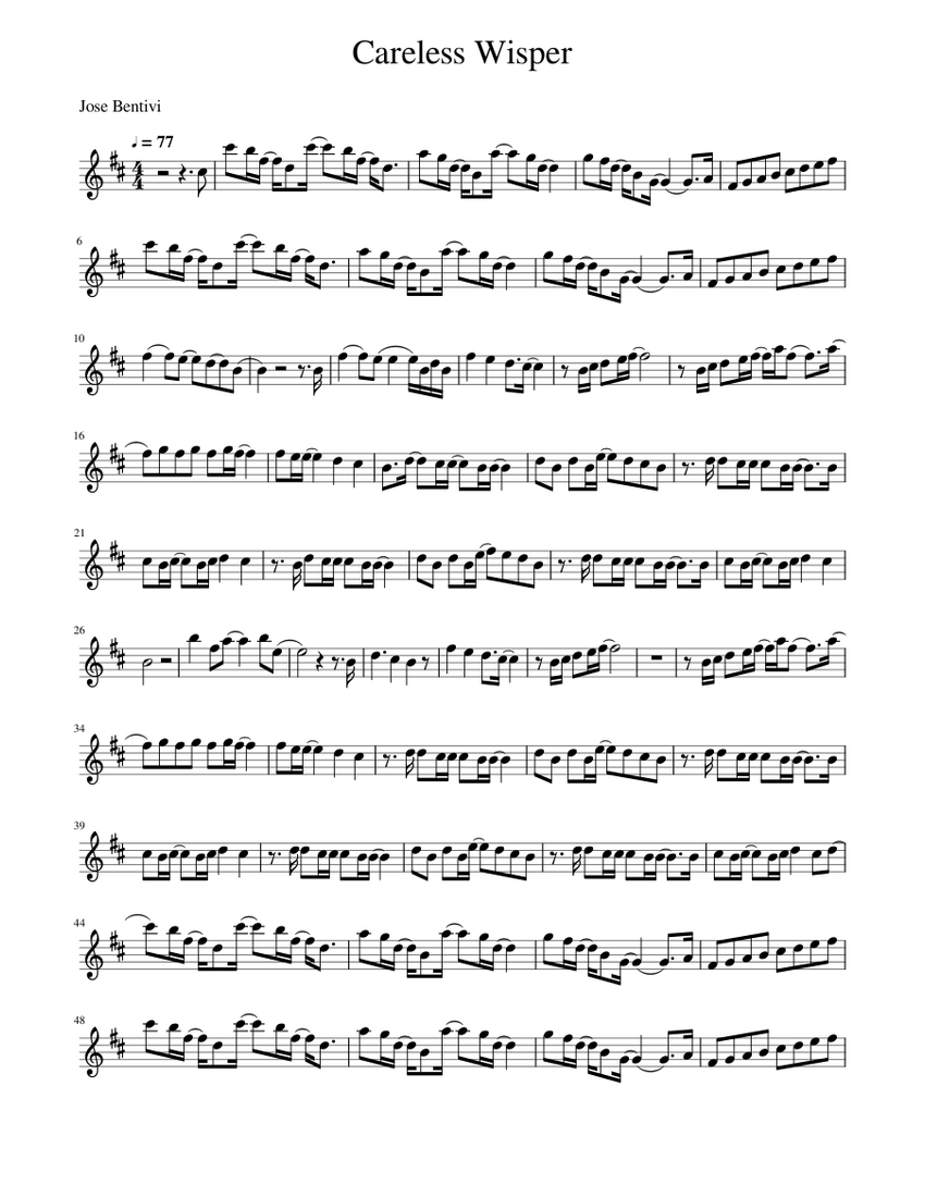 ケアレス・ウィスパー 楽譜 フルート (ソロ) | MuseScore.com