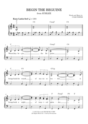 Begin the beguine の公式楽譜を演奏する by Cole Porter ピアノ, ボーカル | MuseScore.com
