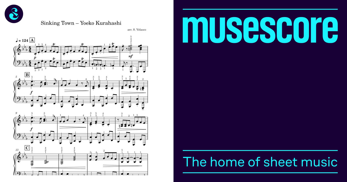 沈む町 - 倉橋ヨエコ 楽譜 ピアノ (ソロ) | MuseScore.com
