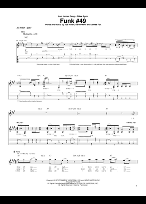 Funk 49 の公式楽譜を演奏する by Joe Walsh ギター | MuseScore.com