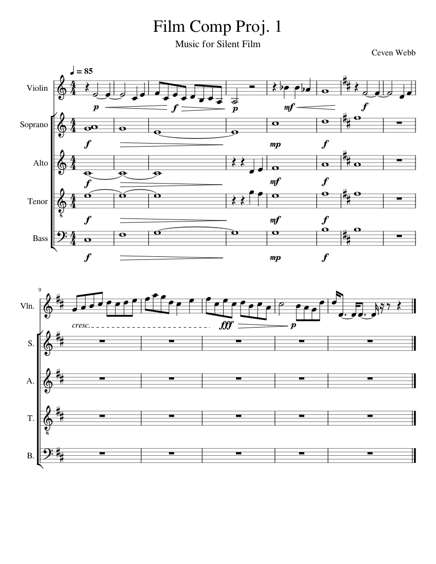 Film Comp Proj. 1 楽譜 ソプラノ, アルト, テナー, ベースボーカル & その他の楽器 (SATB ...