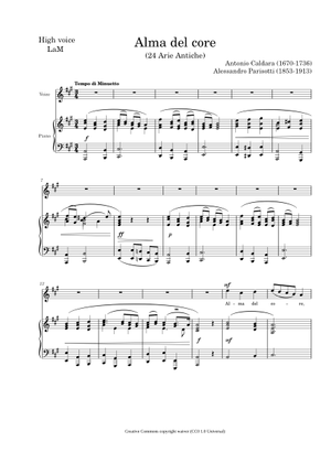 アルマ・デル・コーレ - 中声 - ト長調 – アントニオ・カルダーラ 楽譜
