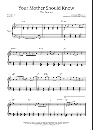 Your mother should know の公式楽譜を演奏する by The Beatles ピアノ