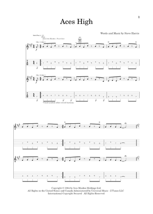 Aces high の公式楽譜を演奏する by Iron Maiden ギター | MuseScore.com