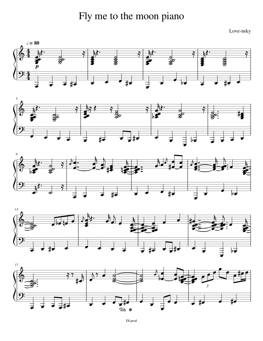 月に連れて行ってピアノ 楽譜 ピアノ (ソロ) | MuseScore.com