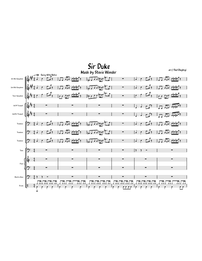 Sir duke – Stevie Wonder 楽譜 コード付き ピアノ, トロンボーン