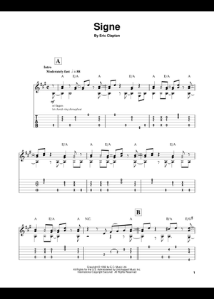 Signe の公式楽譜を演奏する by Eric Clapton ギター | MuseScore.com