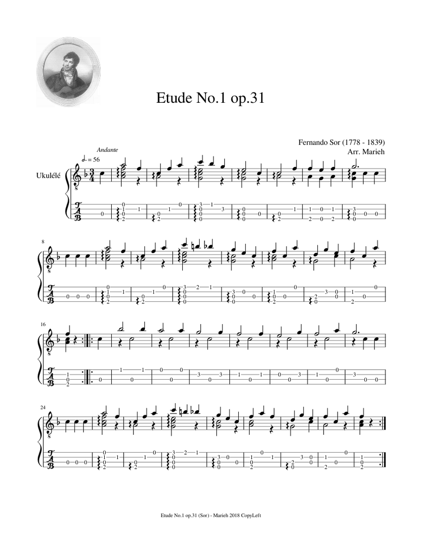 エチュード第1番 op.31 - フェルナンド・ソル (1778 - 1839