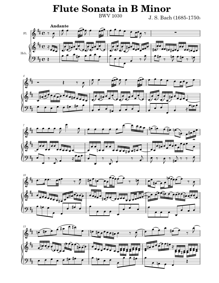 フルートソナタ ロ短調 BWV 1030 – ヨハン・ゼバスティアン・バッハ