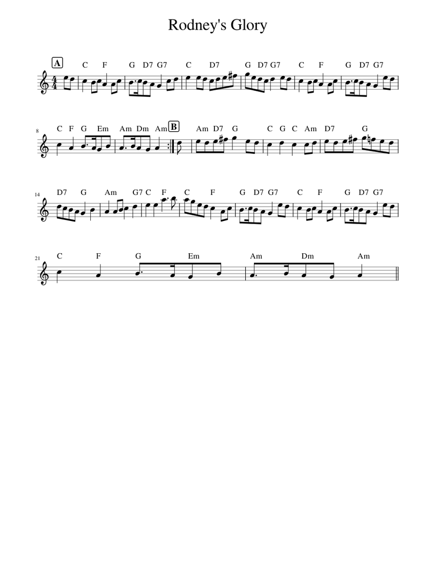 Rodney's Glory 楽譜 コード付き ピアノ (ソロ) easy | MuseScore.com