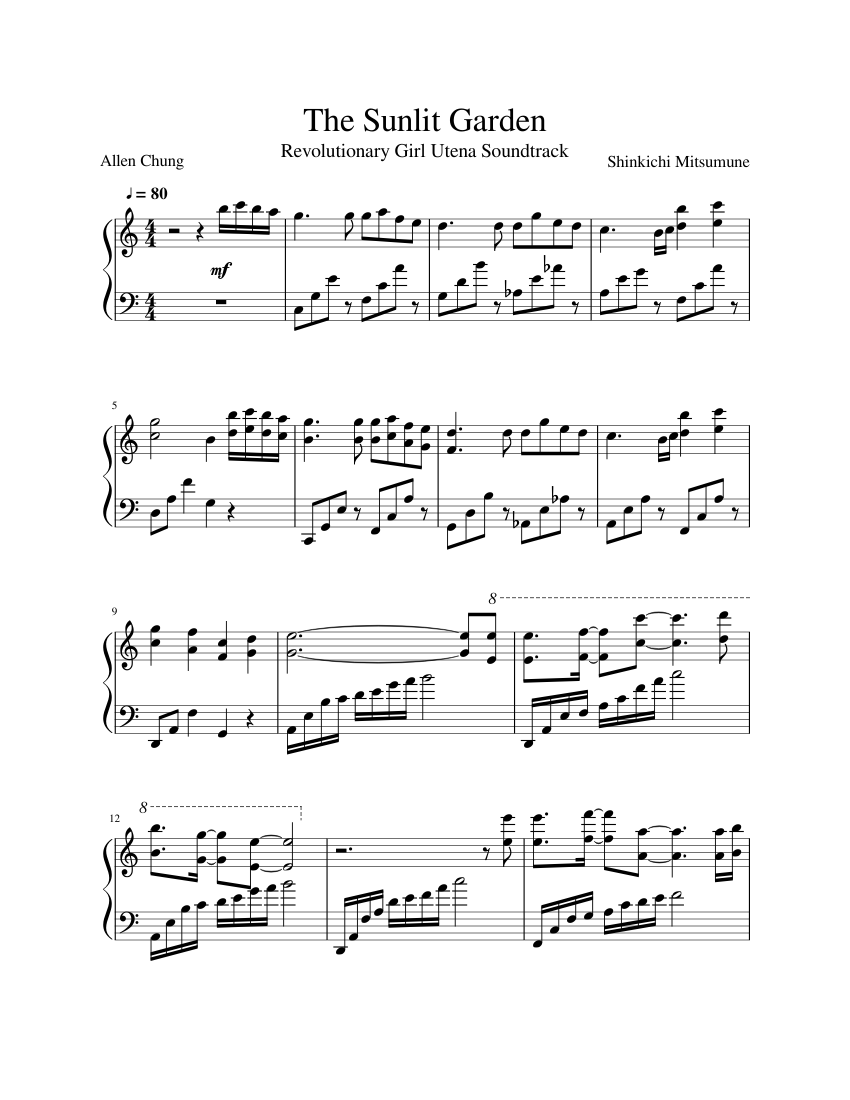 日差しの庭 楽譜 ピアノ (ソロ) | MuseScore.com