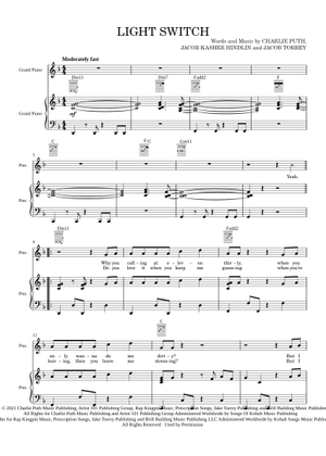 Light Switch の公式楽譜を演奏する by Charlie Puth ピアノ | MuseScore.com