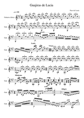 無料のルシアのグアヒーラス パコ・デ・ルシア の楽譜 | MuseScore.com