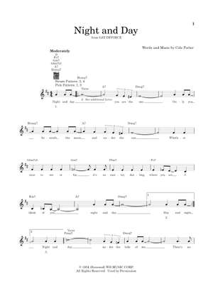 ナイト・アンド・デイ 楽譜 コード付き ギター (ソロ) | MuseScore.com