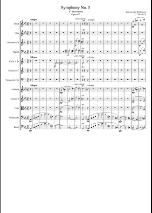 Symphony 5 Beethoven Two-note chord Exposition 楽譜 ピアノ (ソロ