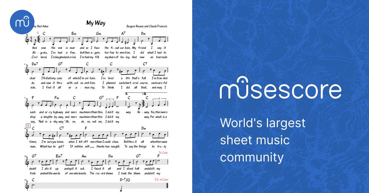 My Way (Lead sheet with lyrics ) 楽譜 コード付き ピアノ (ソロ