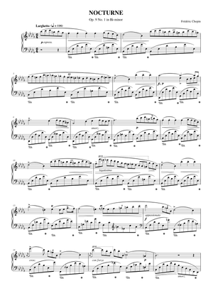 フレデリック・ショパン: 変ホ長調の夜想曲, 作品9 第2番 楽譜 ピアノ