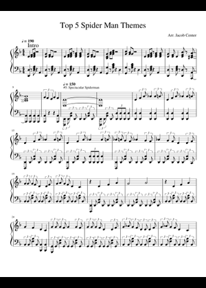 Spiderman Theme 楽譜 コード付き ピアノ (ソロ) easy | MuseScore.com