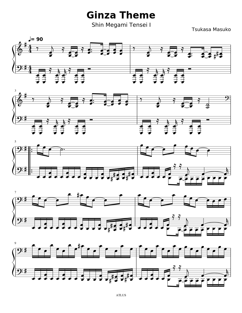 真・女神転生I 銀座テーマ 楽譜 ピアノ (ソロ) | MuseScore.com