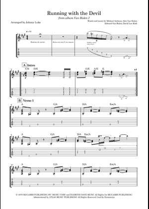 Runnin with the devil の公式楽譜を演奏する by Van Halen ギター