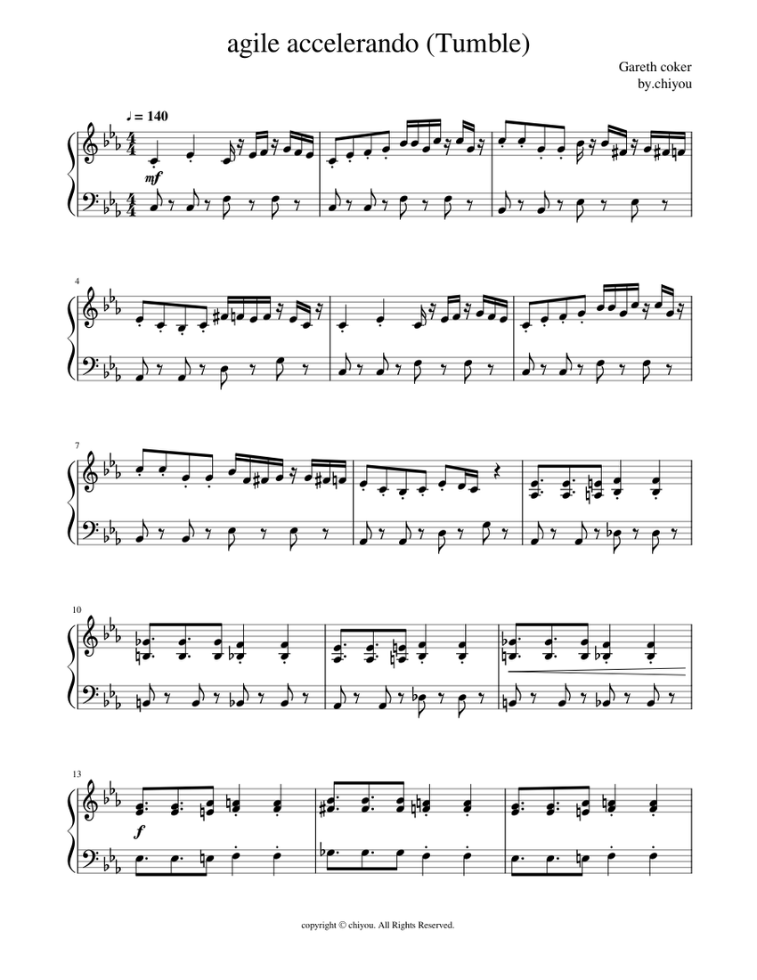 Agile Accelerando (Tumble) easy 楽譜 ピアノ (ソロ) | MuseScore.com