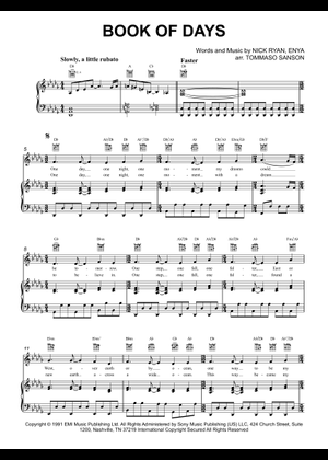 Book of days - Enya 楽譜 ピアノ, シンセサイザー (混合トリオ