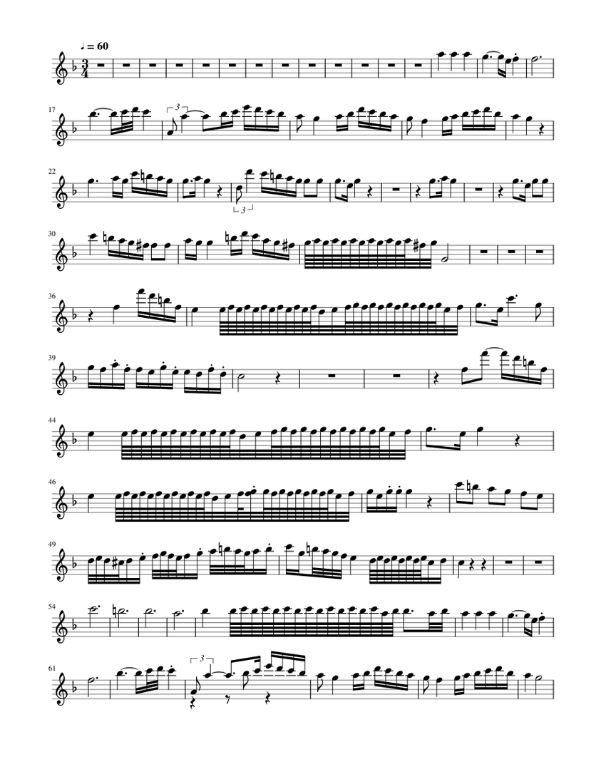フルートとハープの協奏曲 - K. 299 - 第2楽章 アンダンティーノ 楽譜