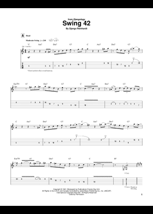 Swing 42 の公式楽譜を演奏する by Django Reinhardt ギター