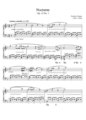 Nocturne in F Major, Op. 15 No. 1 – Frédéric Chopin 楽譜 ピアノ