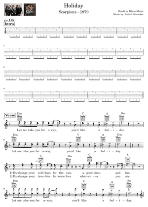 ホリデー の公式楽譜を演奏する スコーピオンズ ギター | MuseScore.com