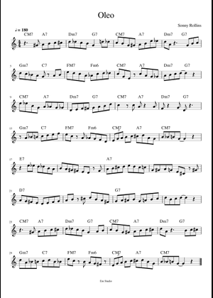 Oleo - Sonny Rollins 楽譜 コード付き ピアノ (ソロ) easy