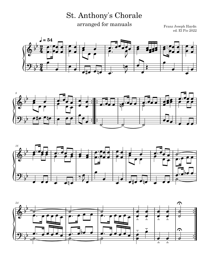 聖アントニウスのコラール 楽譜 オルガン (ソロ) | MuseScore.com