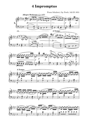 即興曲 作品142 D.935 第3番 変ロ長調 - フランツ・シューベルト 楽譜