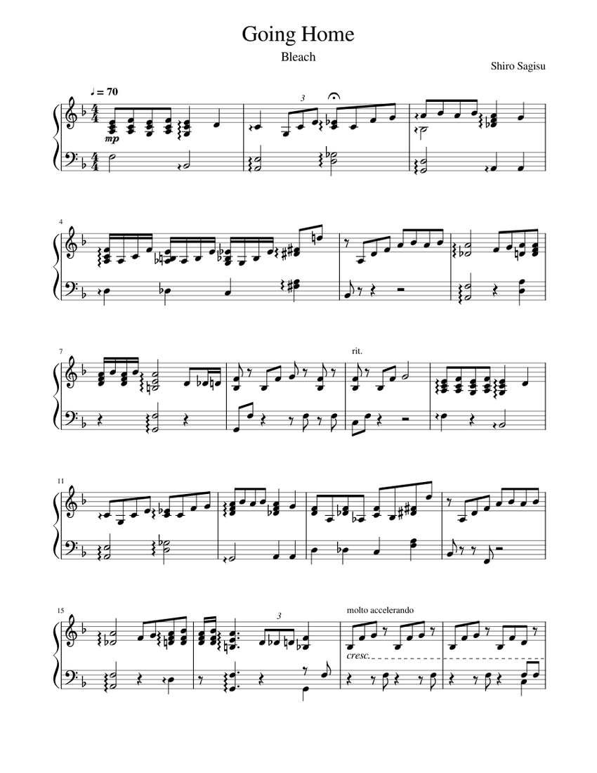 【絶版】PIANO mini ALBUM BLEACH 楽譜 帰郷 - ブリーチ OST (ピアノ) 楽譜 ピアノ (ソロ) | MuseScore.com