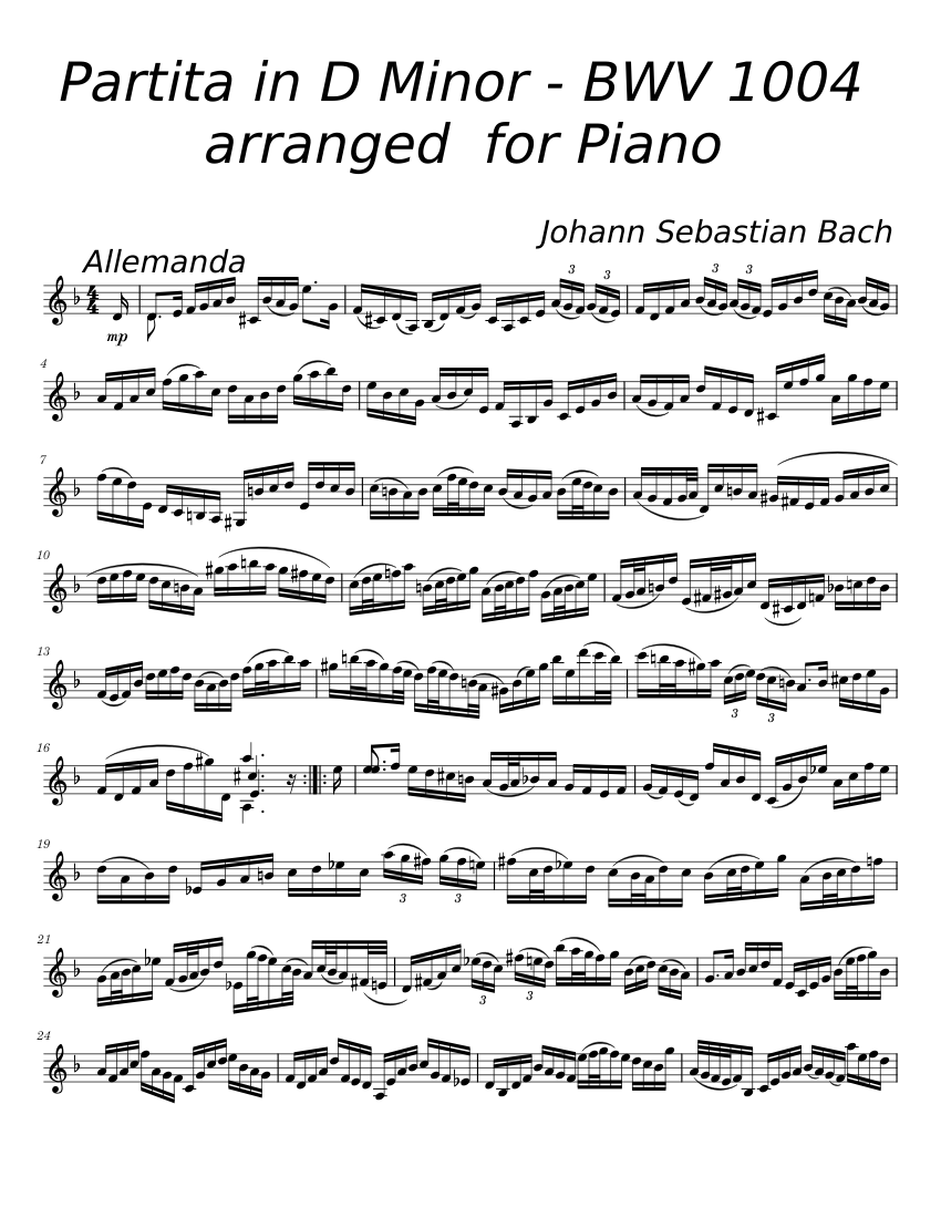 ヴァイオリン・パルティータ第2番 ニ短調 BWV 1004 – ヨハン
