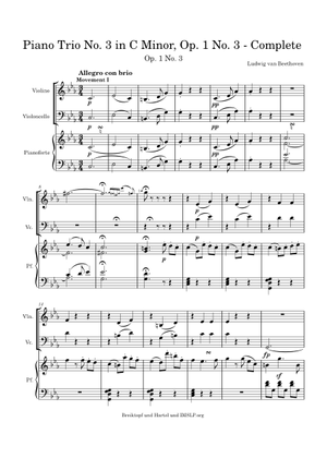 ベートーヴェン：ピアノ三重奏曲第3番ハ短調 作品1の3 第4楽章 楽譜