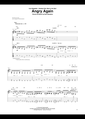 無料のAngry Again メガデス の楽譜 | MuseScore.com でPDFの