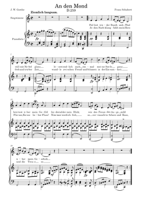 無料の月に寄せる, D.259 フランツ・シューベルト の楽譜 | MuseScore