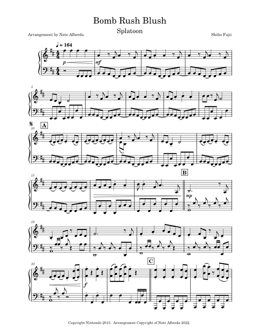 ボム・ラッシュ・ブラッシュ 楽譜 ピアノ (ソロ) | MuseScore.com