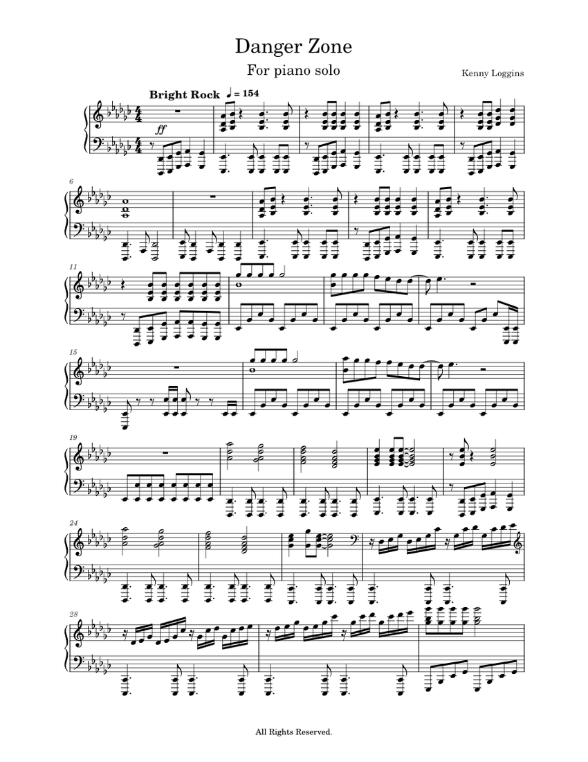 ピアノソロのためのデンジャーゾーン 楽譜 ピアノ (ソロ) | MuseScore.com