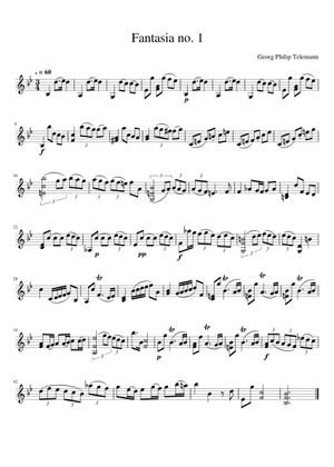 Fantasia no. 1 Violin - Georg Philipp Telemann 楽譜 ビオラ (ソロ