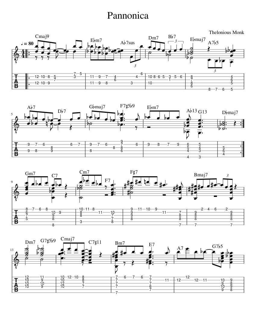 パノニカ 楽譜 タブ譜あり コード付き ギター (ソロ) | MuseScore.com